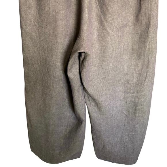 Flax Flowing Pant Linen Elastic Waist Wide Leg Flare Roomy Fit Brown Size Medium - Picture 7 of 10
